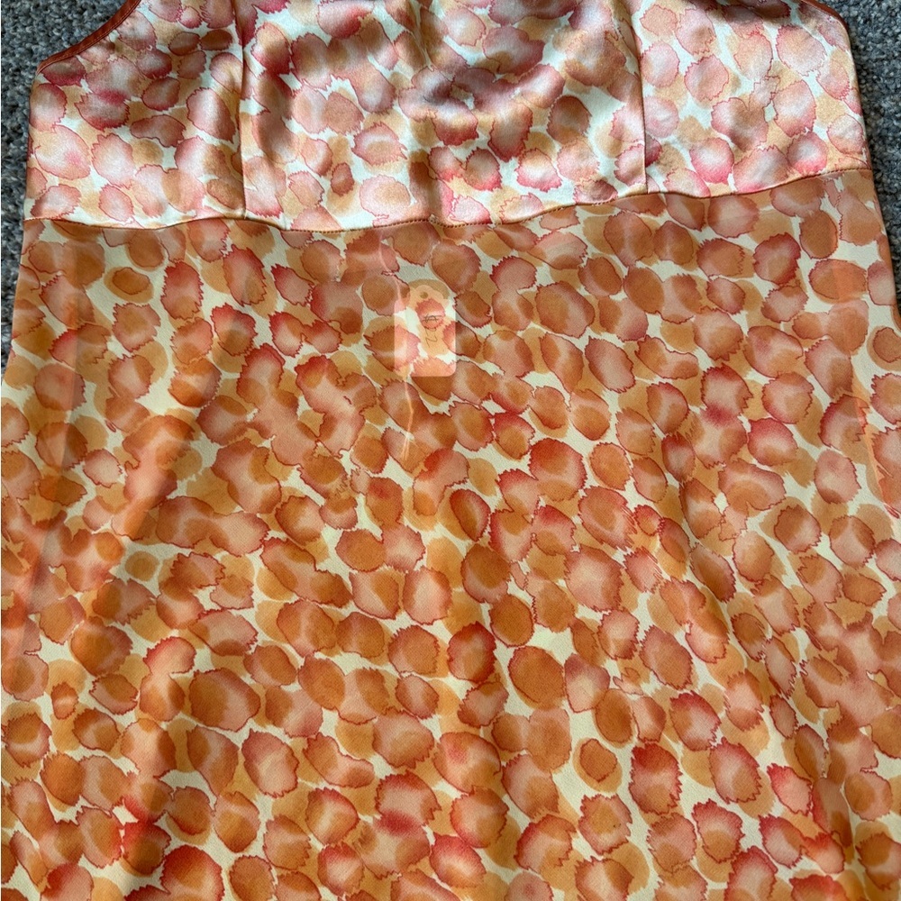 Vintage Y2K Elegant Orange Patterned Mini Slip Dress - Picture 3 of 11